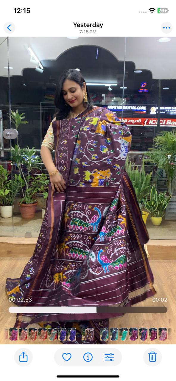Rajkot Patola inspired Ikkat Pattu Saree
