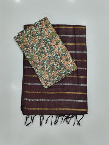 Soft Tussar Sarees with Contrast Blouse