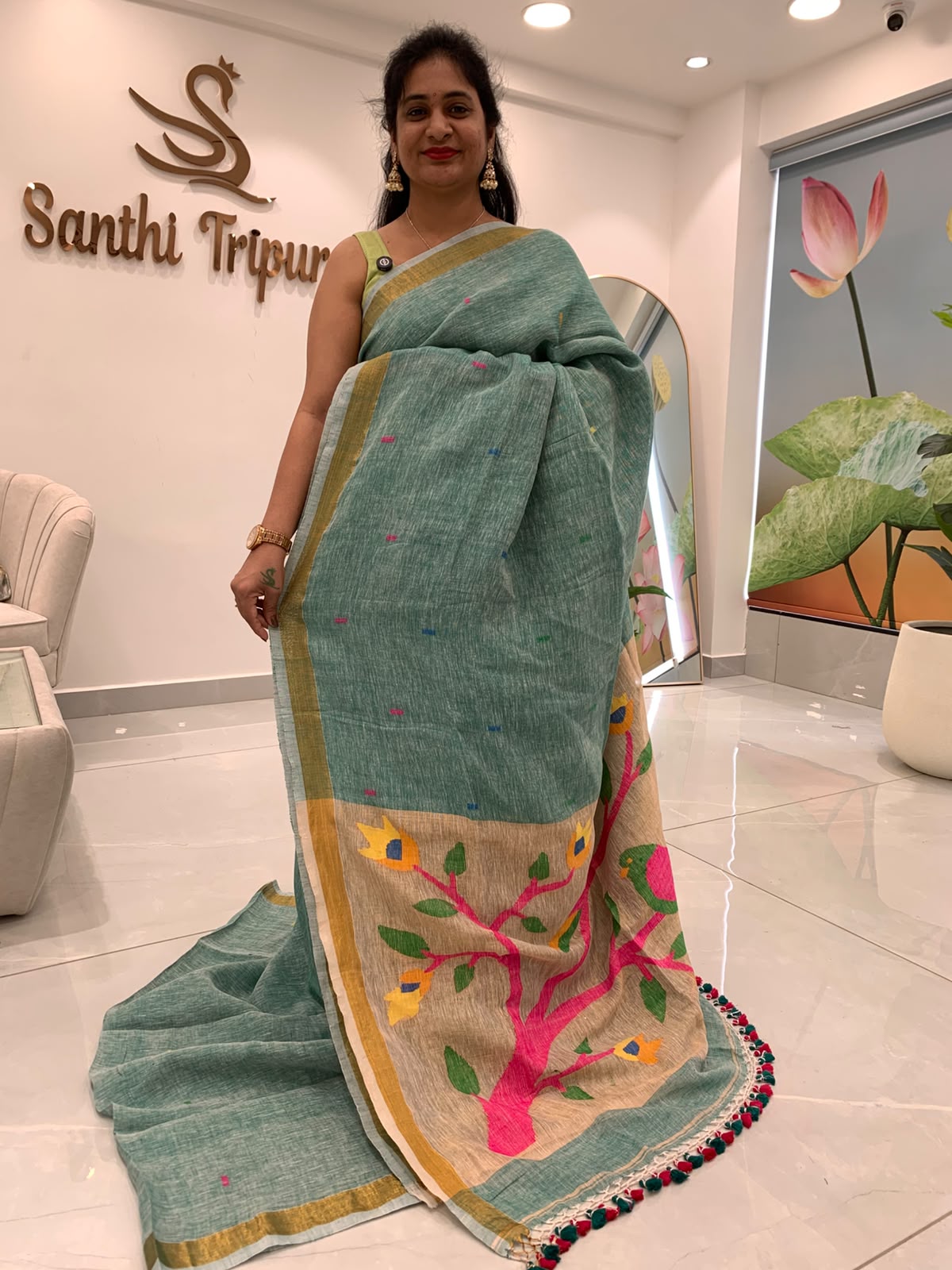 Linen Jamdani Saree