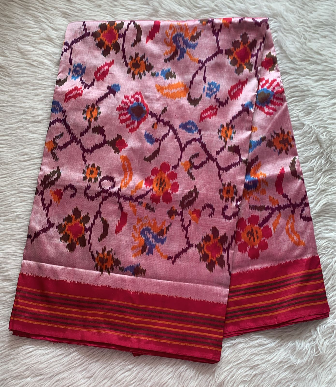 Rajkot Patola inspired Ikkat Pattu Saree