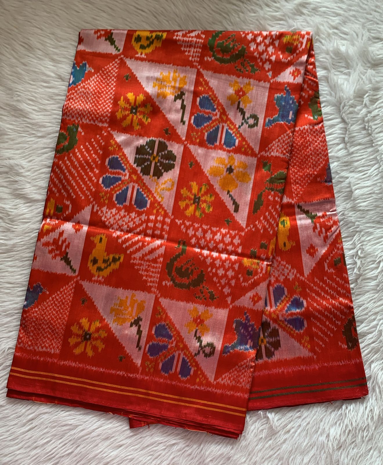 Rajkot Patola inspired Ikkat Pattu Saree