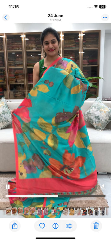 Digital Printed - Soft Tussar Saree