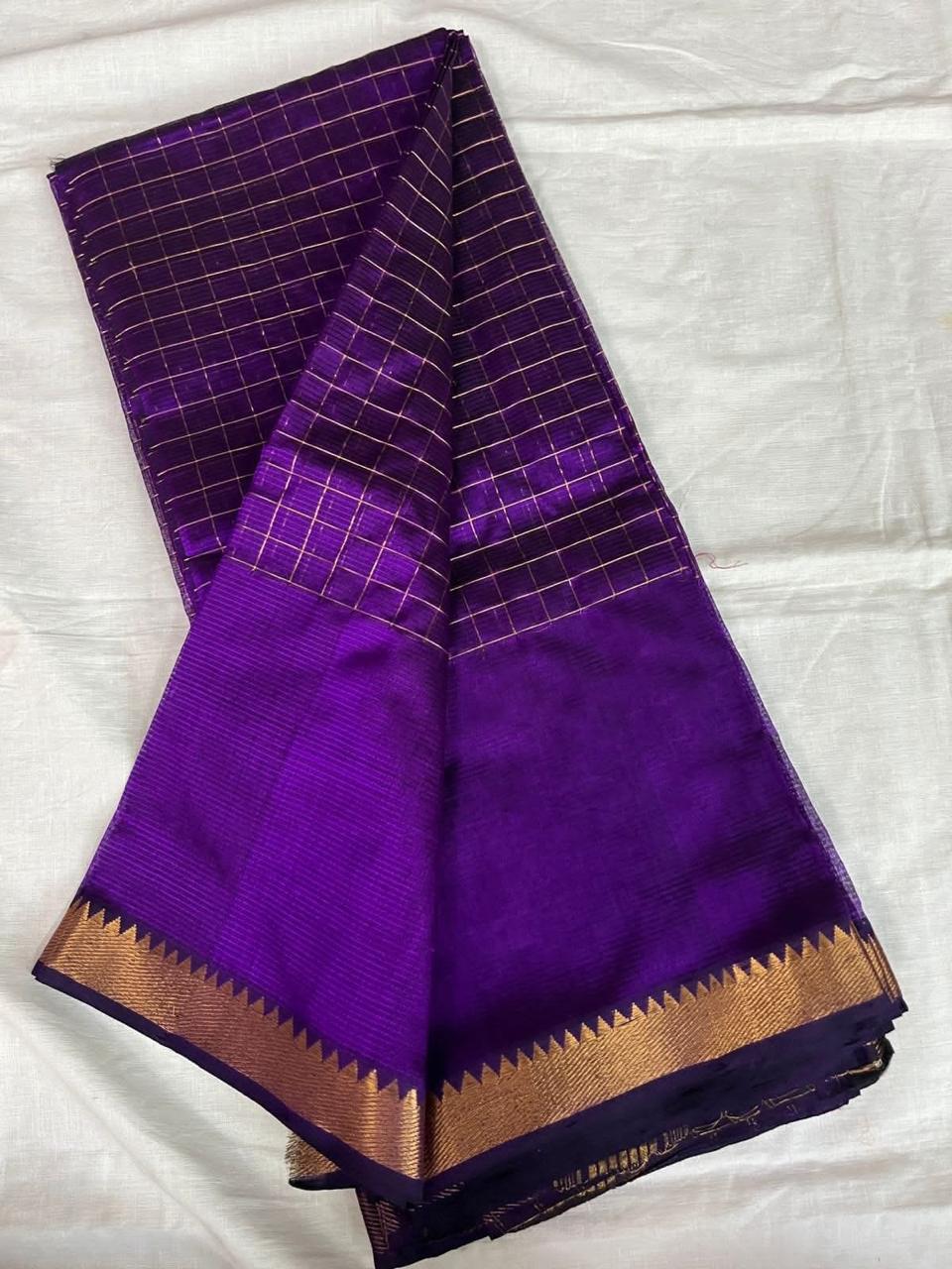 Mangalagiri Pattu zari checks saree - small border (10 day dispatch)
