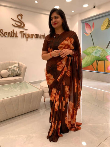 Digital Printed Chiffon saree