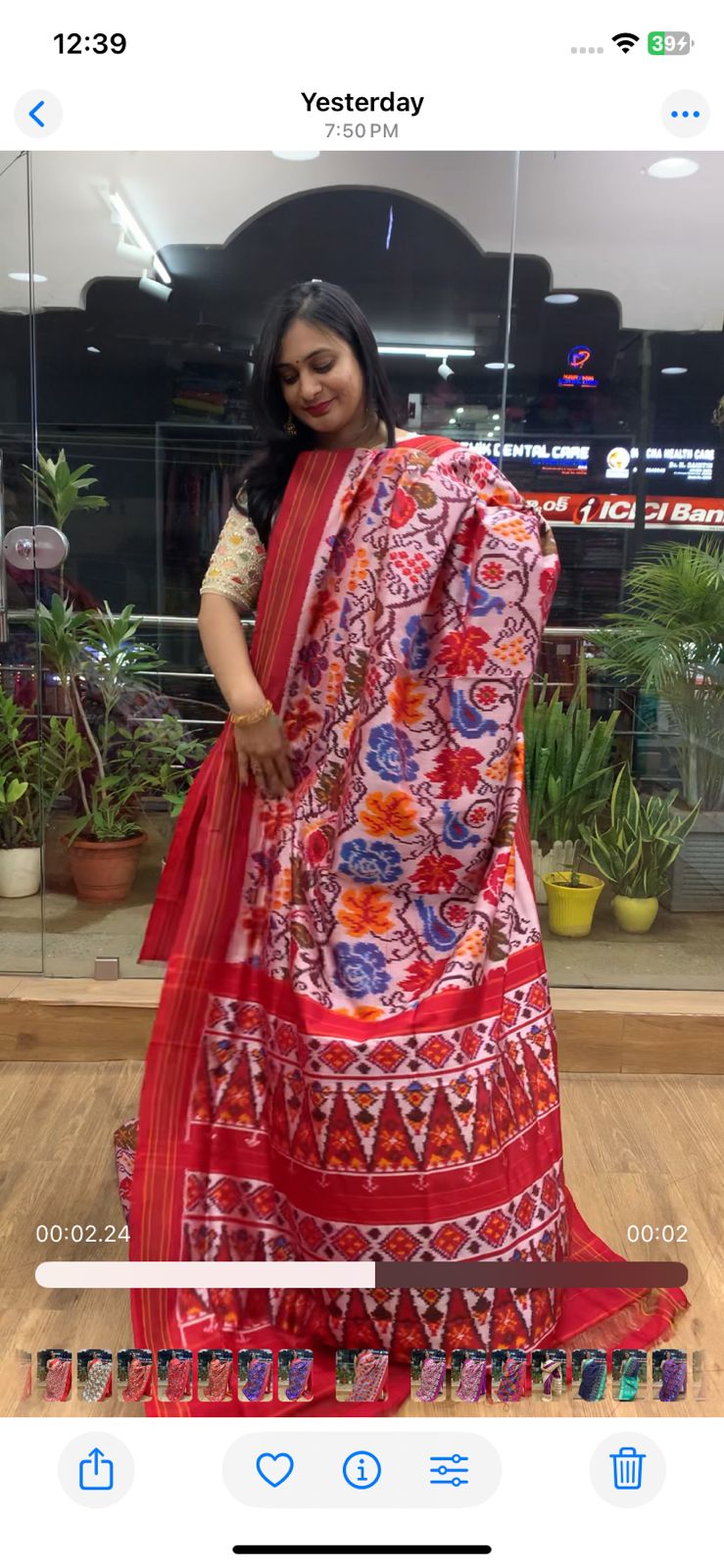Rajkot Patola inspired Ikkat Pattu Saree