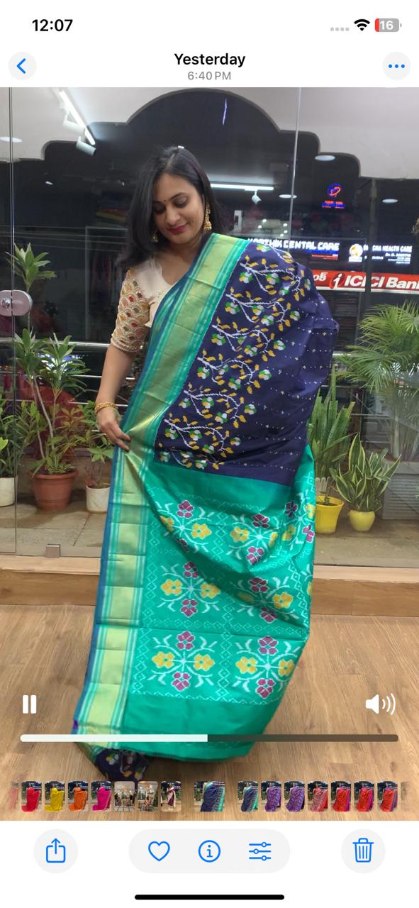 Rajkot Patola inspired Ikkat Pattu Saree