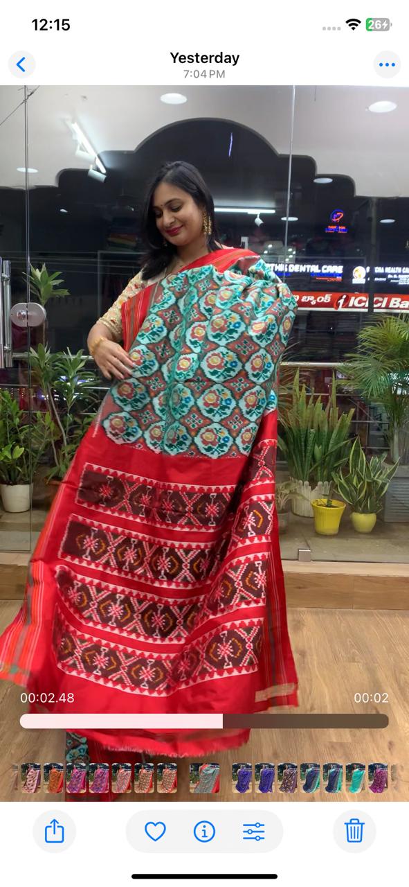 Rajkot Patola inspired Ikkat Pattu Saree