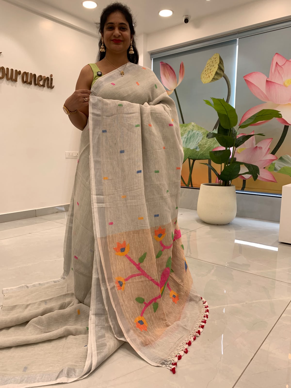 Linen Jamdani Saree