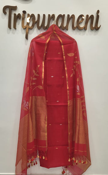 Muslin Jamdhani 2 piece set - dupatta with all over weaving