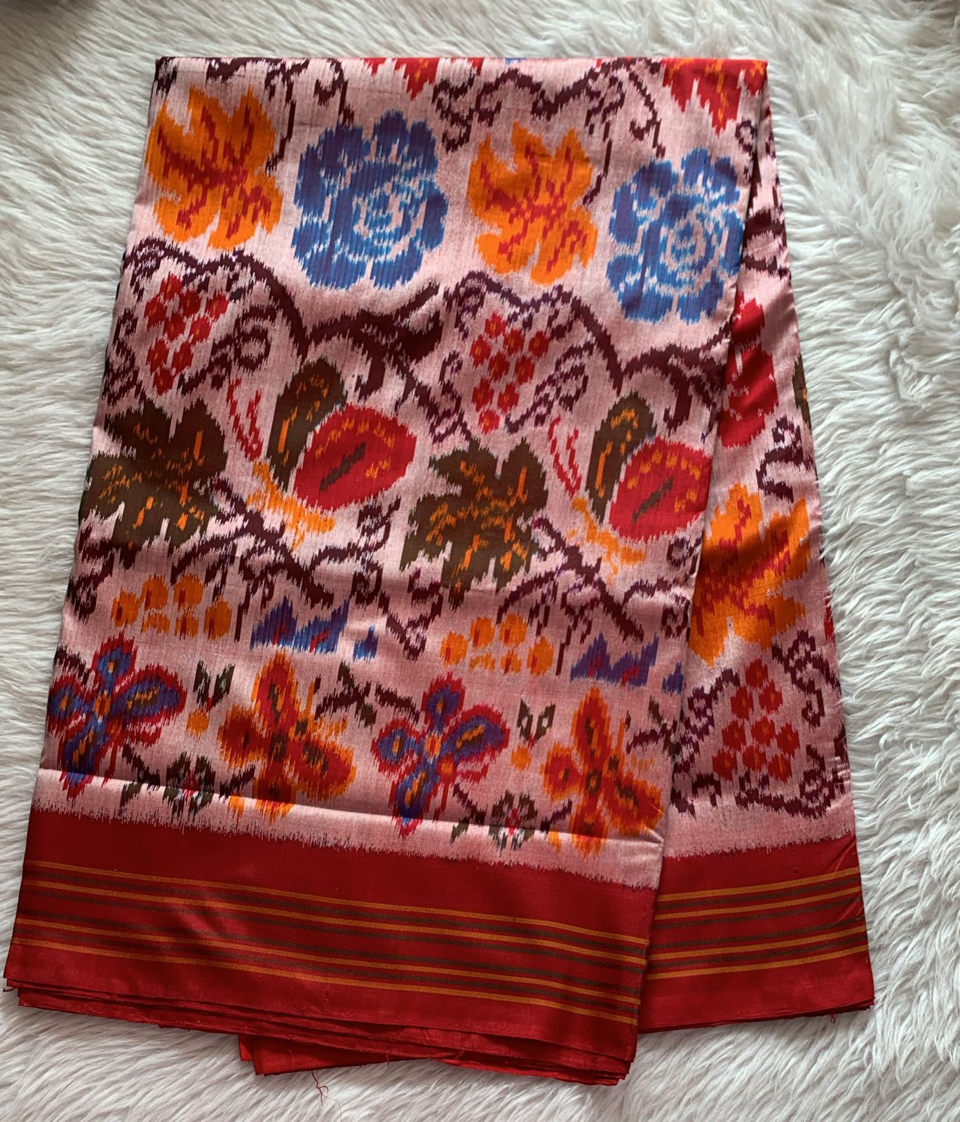 Rajkot Patola inspired Ikkat Pattu Saree