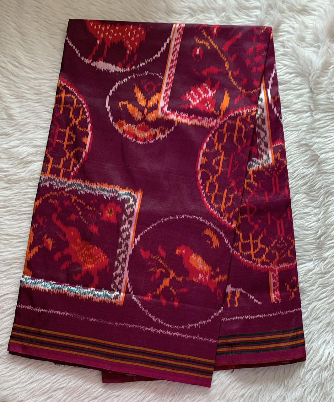 Rajkot Patola inspired Ikkat Pattu Saree