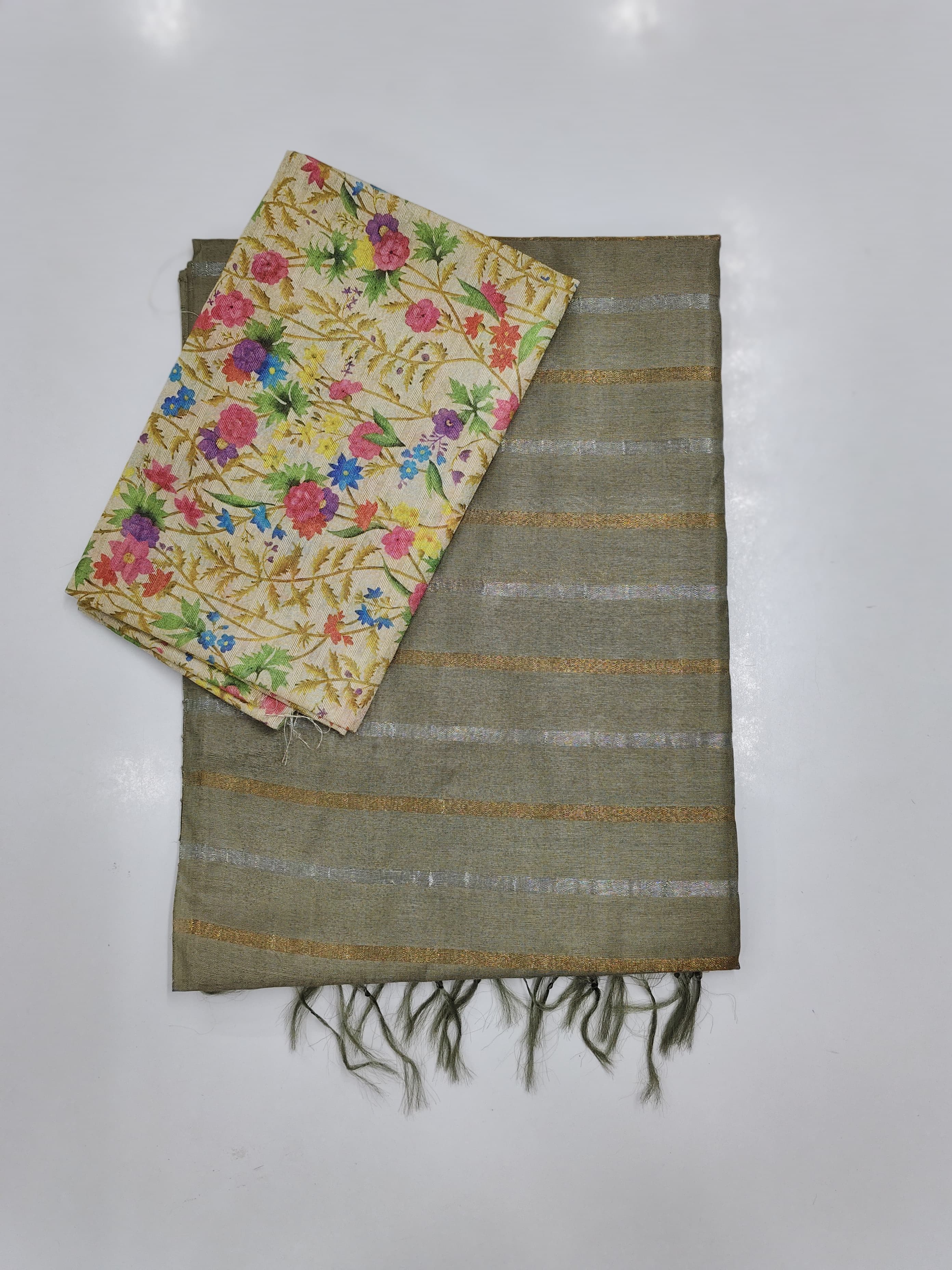Soft Tussar Sarees with Contrast Blouse