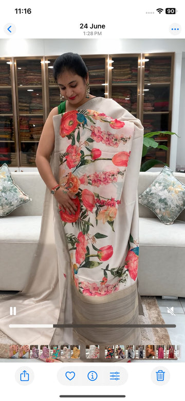 Digital Printed - Soft Tussar Saree