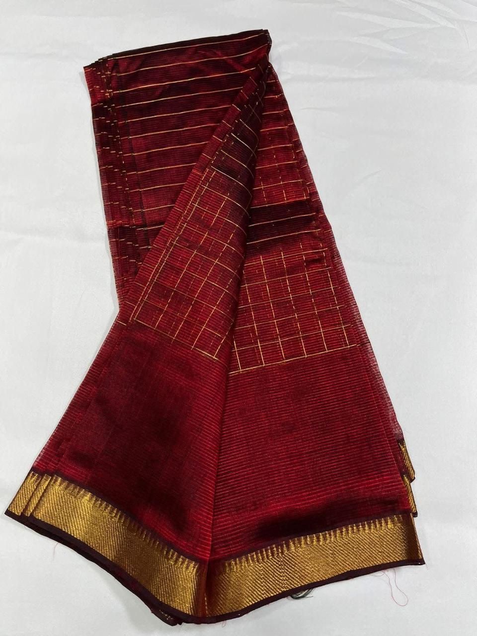 Mangalagiri Pattu zari checks saree - small border (10 day dispatch)