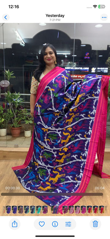 Rajkot Patola inspired Ikkat Pattu Saree