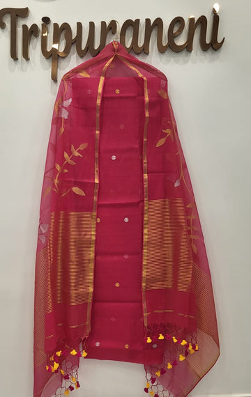 Muslin Jamdhani 2 piece set - dupatta with all over weaving
