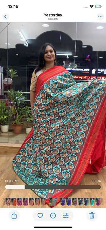 Rajkot Patola inspired Ikkat Pattu Saree