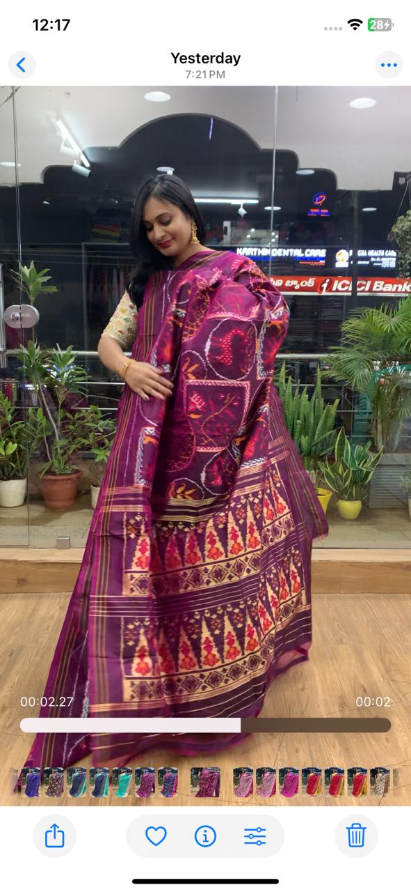 Rajkot Patola inspired Ikkat Pattu Saree