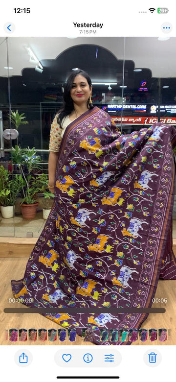Rajkot Patola inspired Ikkat Pattu Saree