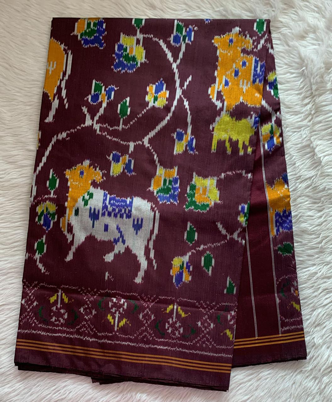 Rajkot Patola inspired Ikkat Pattu Saree