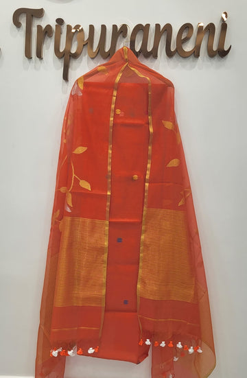 Muslin Jamdhani 2 piece set - dupatta with all over weaving
