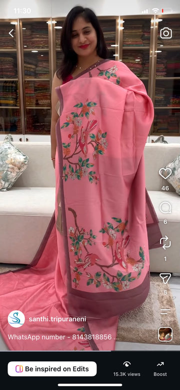 Digital Printed - Soft Tussar Saree