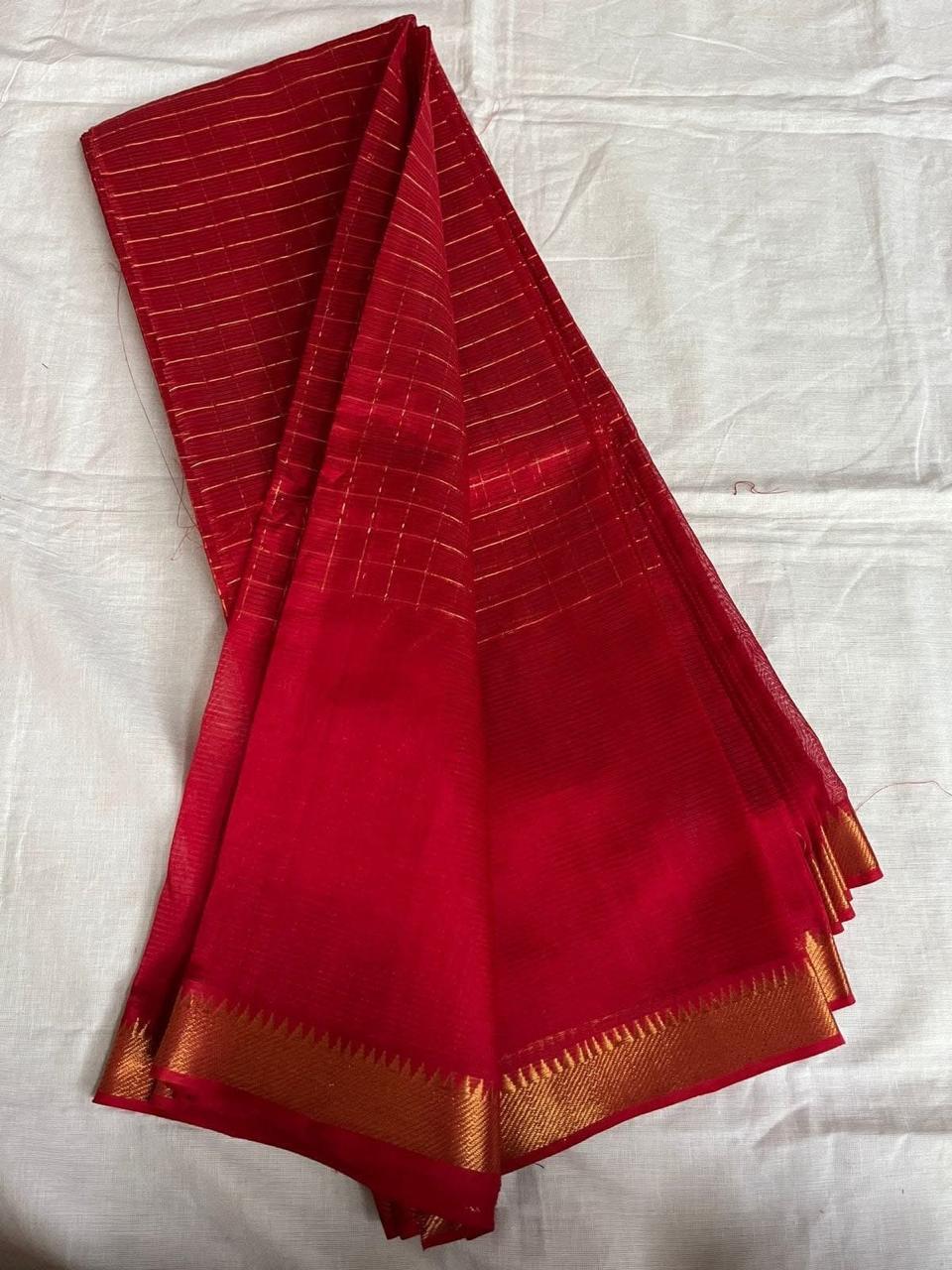 Mangalagiri Pattu zari checks saree - small border (10 day dispatch)