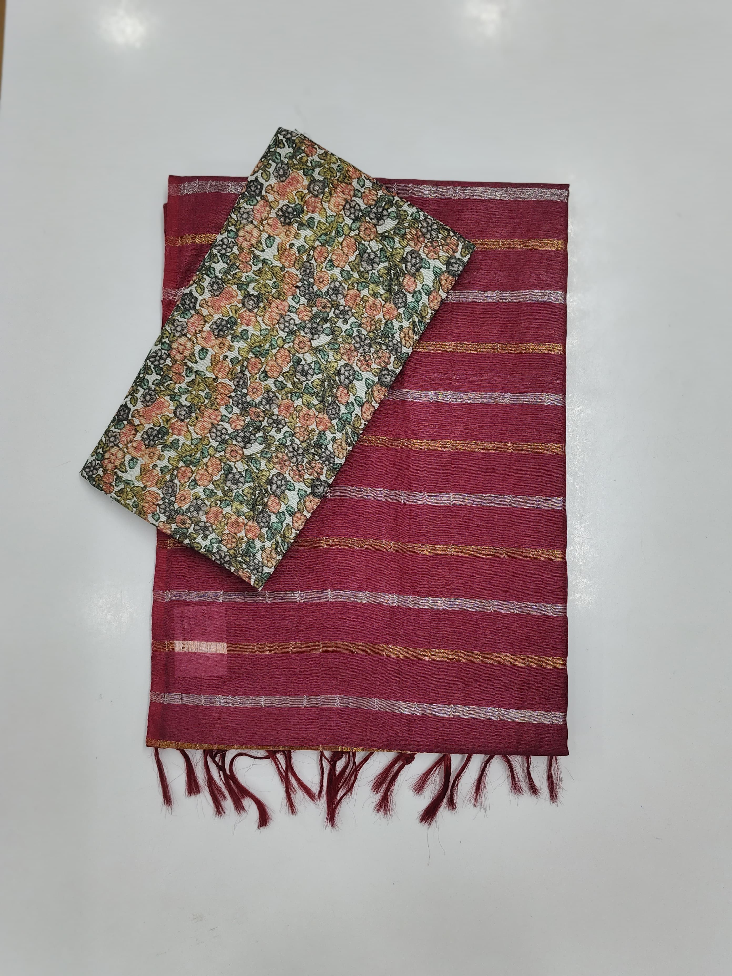 Soft Tussar Sarees with Contrast Blouse