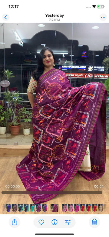 Rajkot Patola inspired Ikkat Pattu Saree