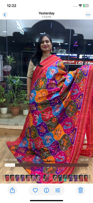 Rajkot Patola inspired Ikkat Pattu Saree