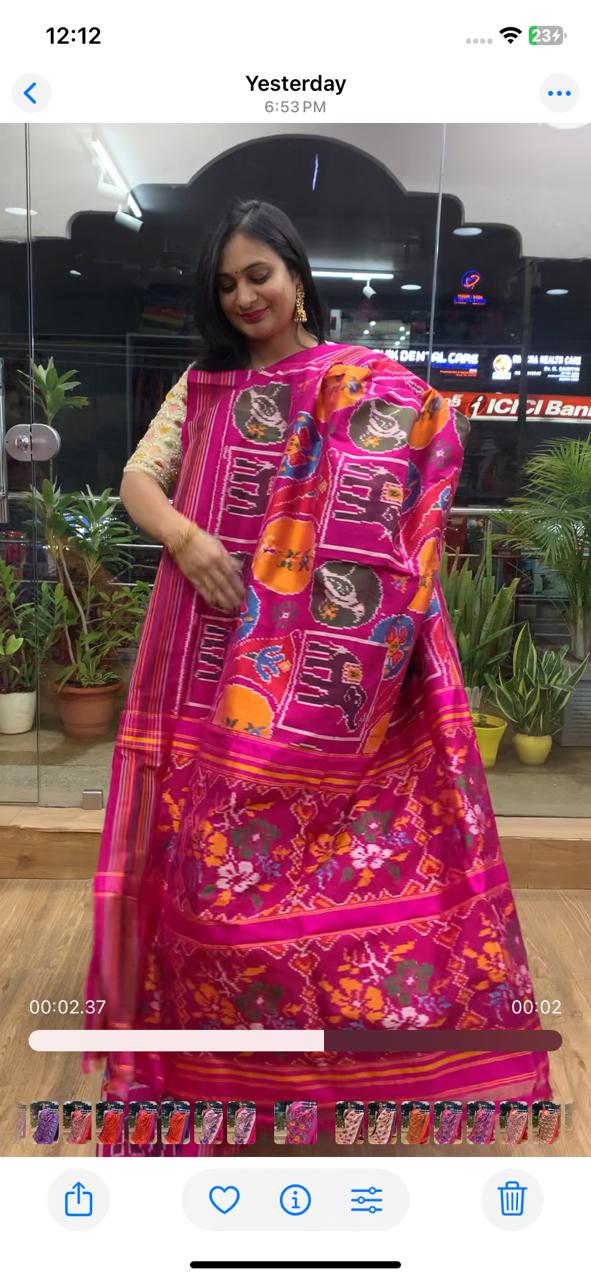 Rajkot Patola inspired Ikkat Pattu Saree