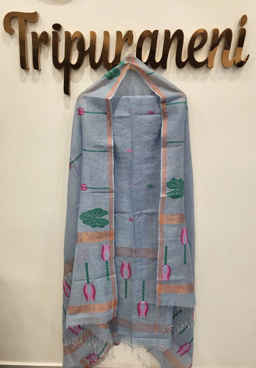 Lotus Motif - Linen Silk Jamdani 2-piece sets