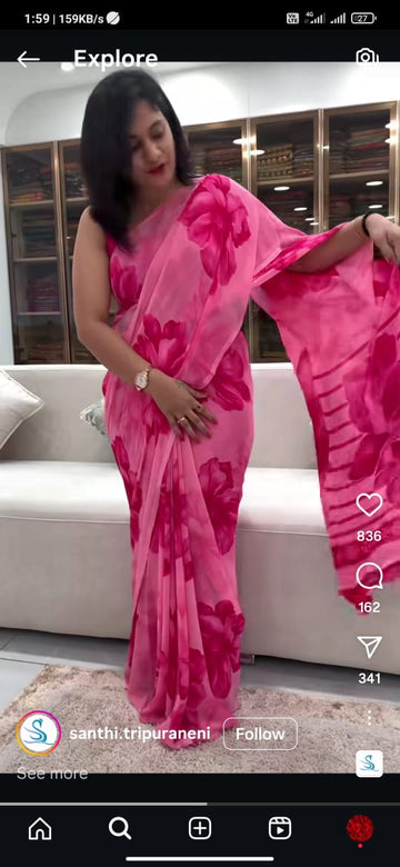 Digital Printed Chiffon saree