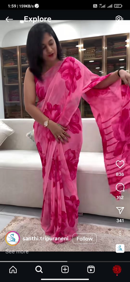 Digital Printed Chiffon saree
