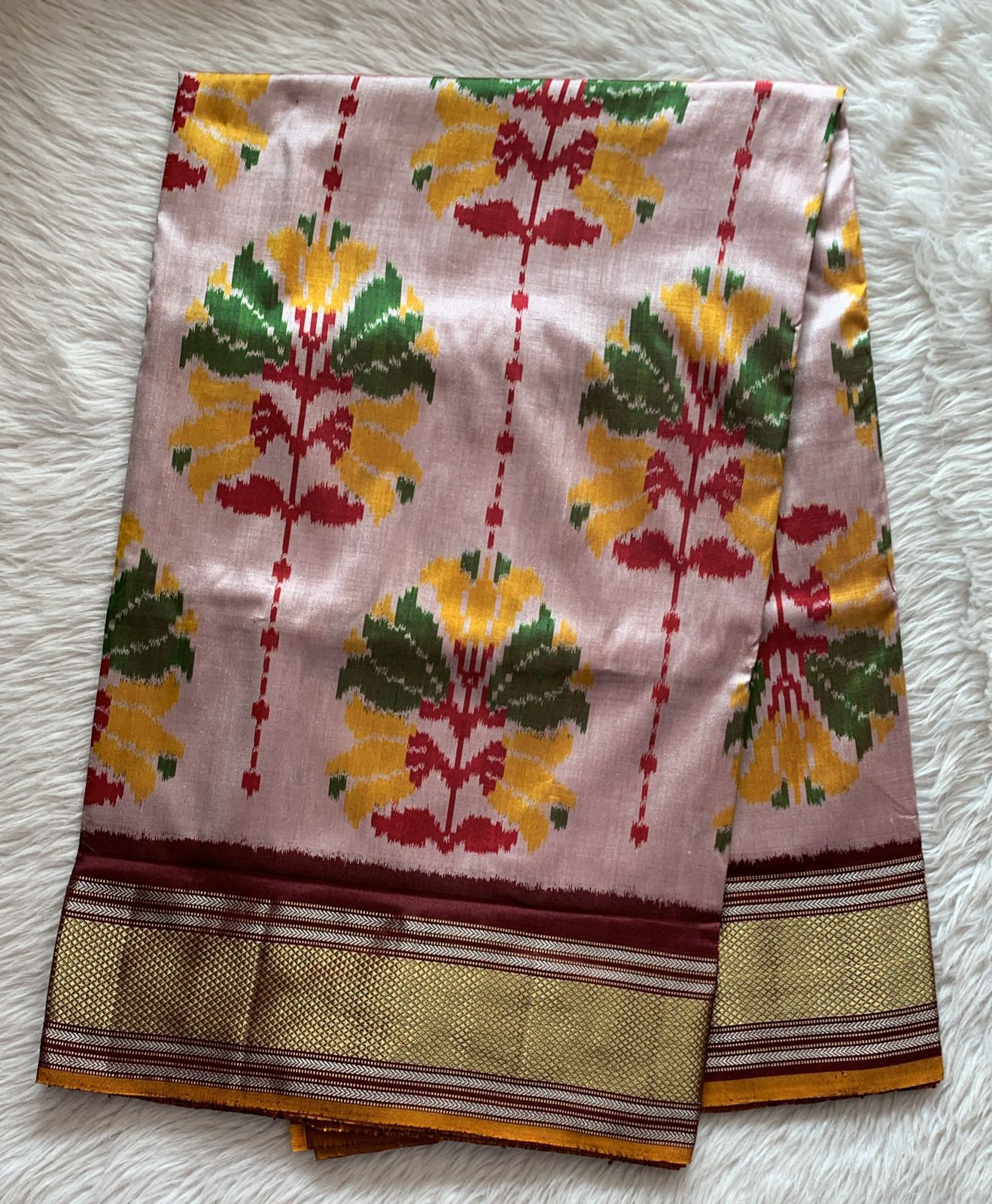 Rajkot Patola inspired Ikkat Pattu Saree