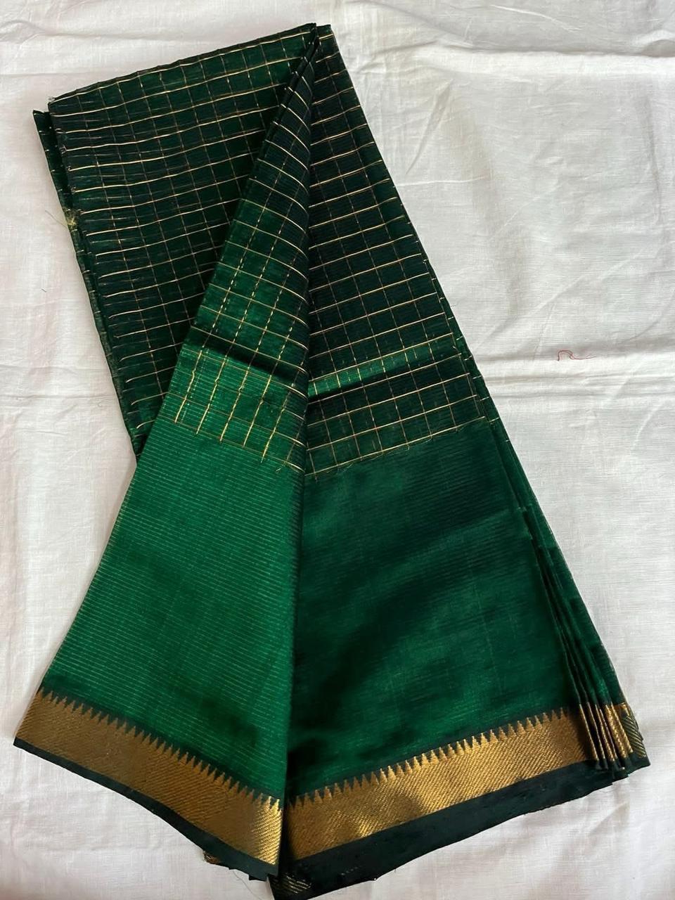 Mangalagiri Pattu zari checks saree - small border (10 day dispatch)