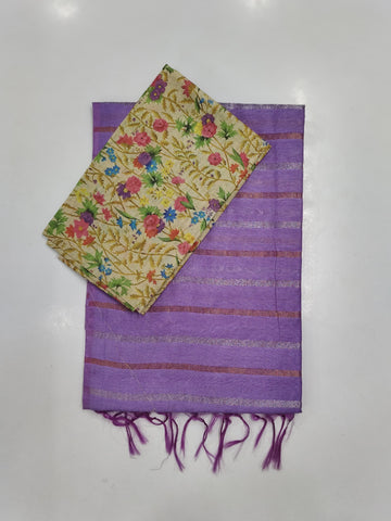 Soft Tussar Sarees with Contrast Blouse