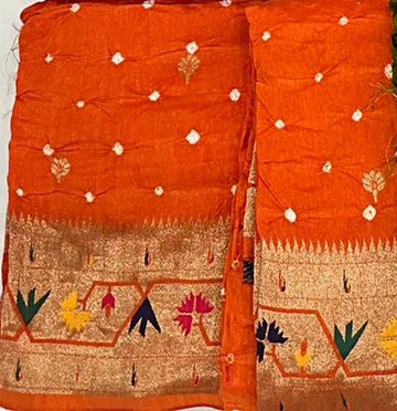 Bandhani saree with Pythani Border