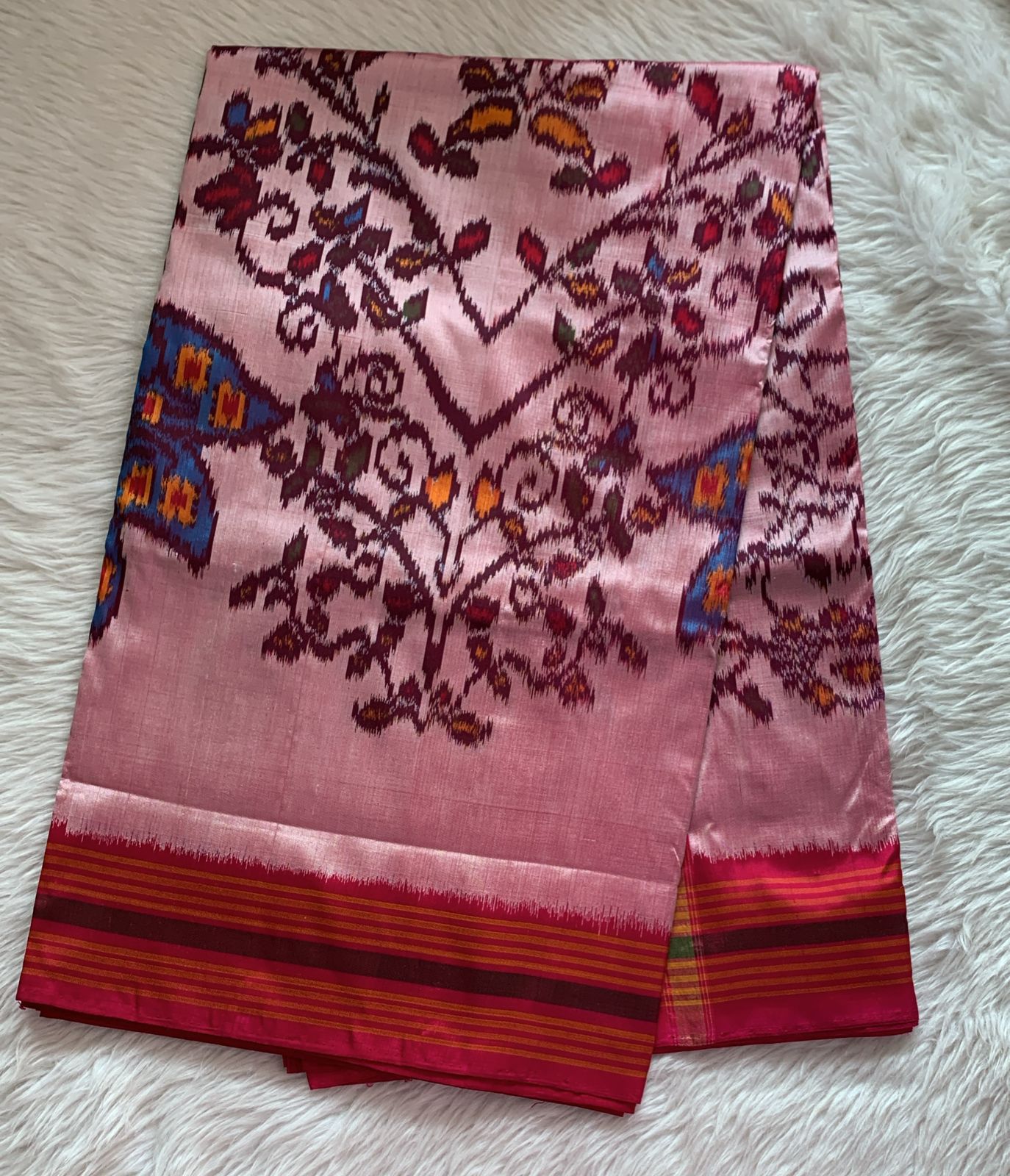 Rajkot Patola inspired Ikkat Pattu Saree