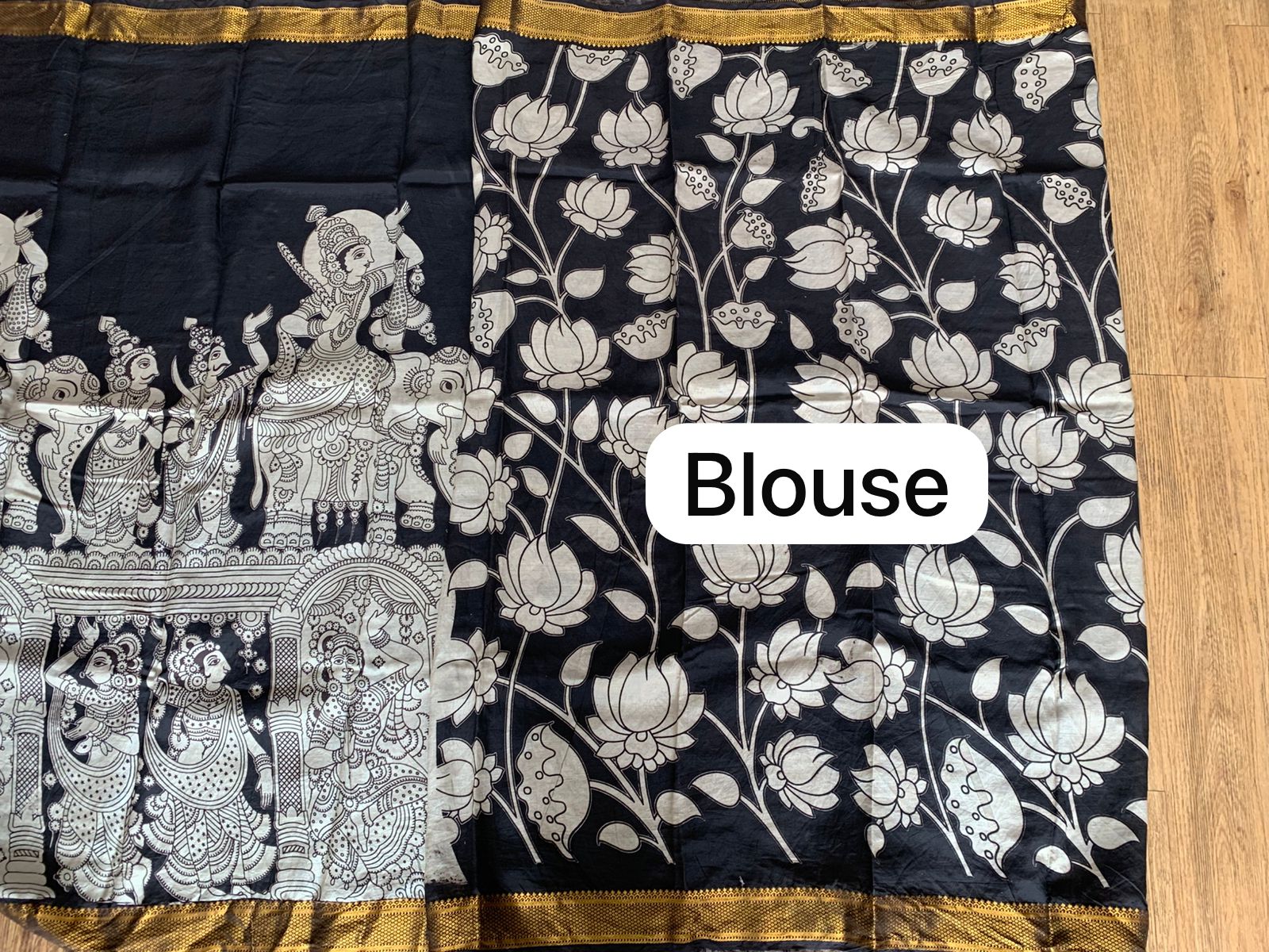Nellore Silk Black Kalamkari Saree