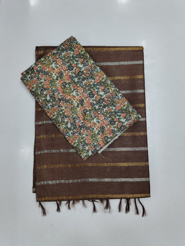 Soft Tussar Sarees with Contrast Blouse