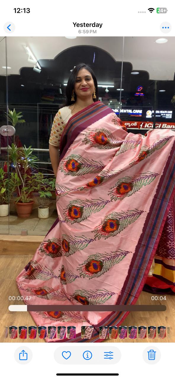 Rajkot Patola inspired Ikkat Pattu Saree
