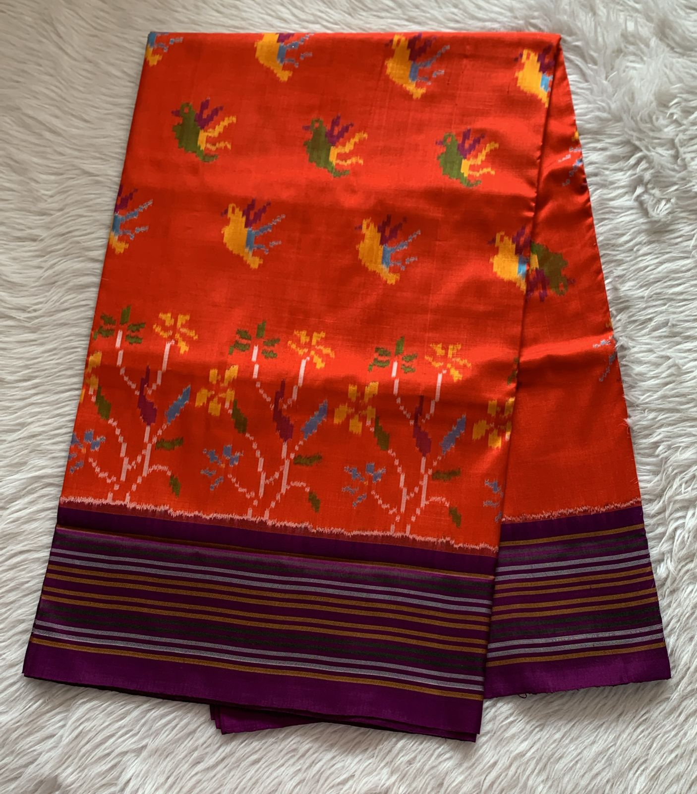 Rajkot Patola inspired Ikkat Pattu Saree
