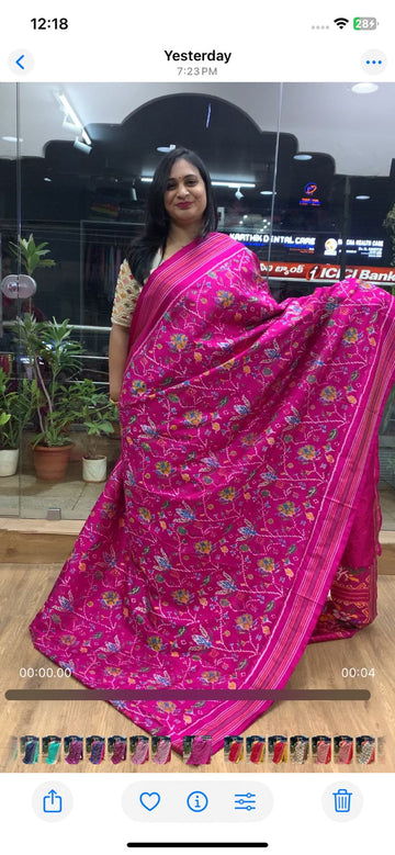 Rajkot Patola inspired Ikkat Pattu Saree