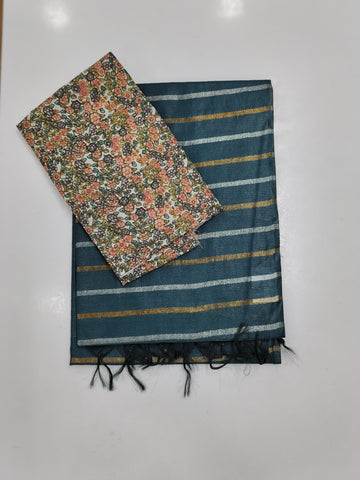 Soft Tussar Sarees with Contrast Blouse