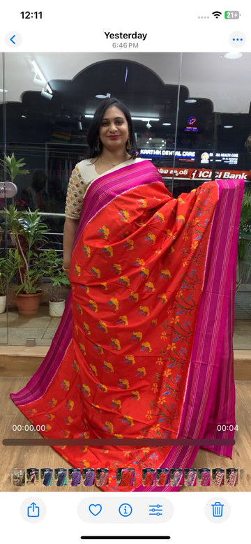 Rajkot Patola inspired Ikkat Pattu Saree