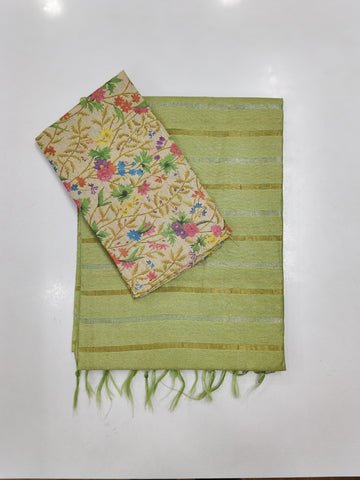 Soft Tussar Sarees with Contrast Blouse