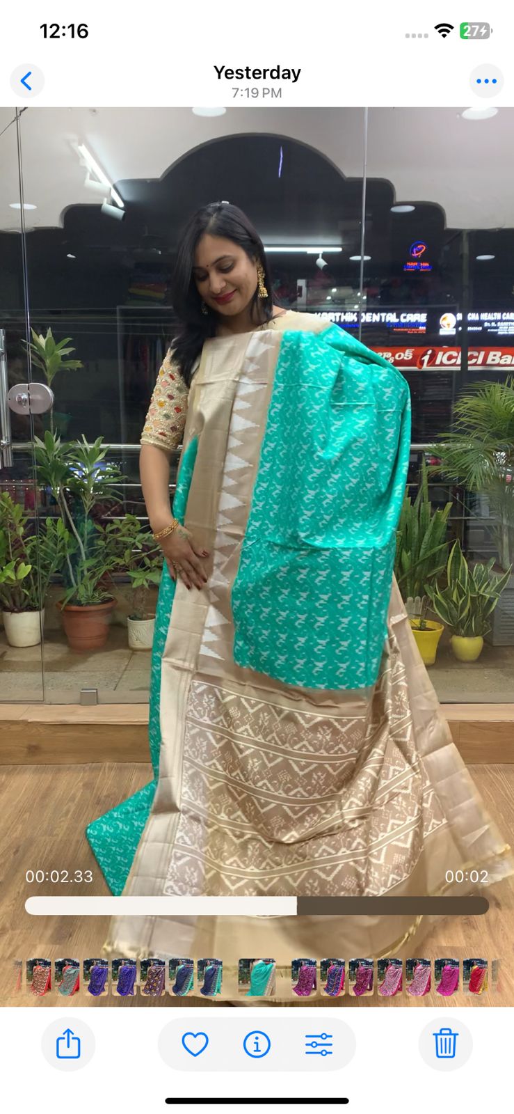 Rajkot Patola inspired Ikkat Pattu Saree