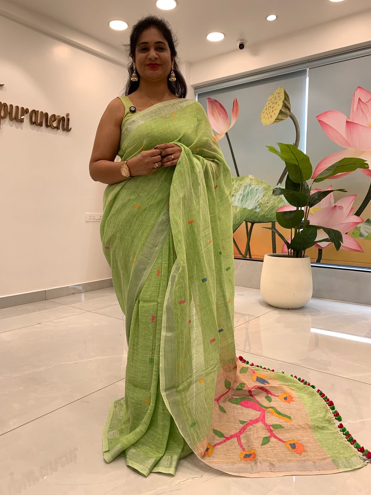 Linen Jamdani Saree
