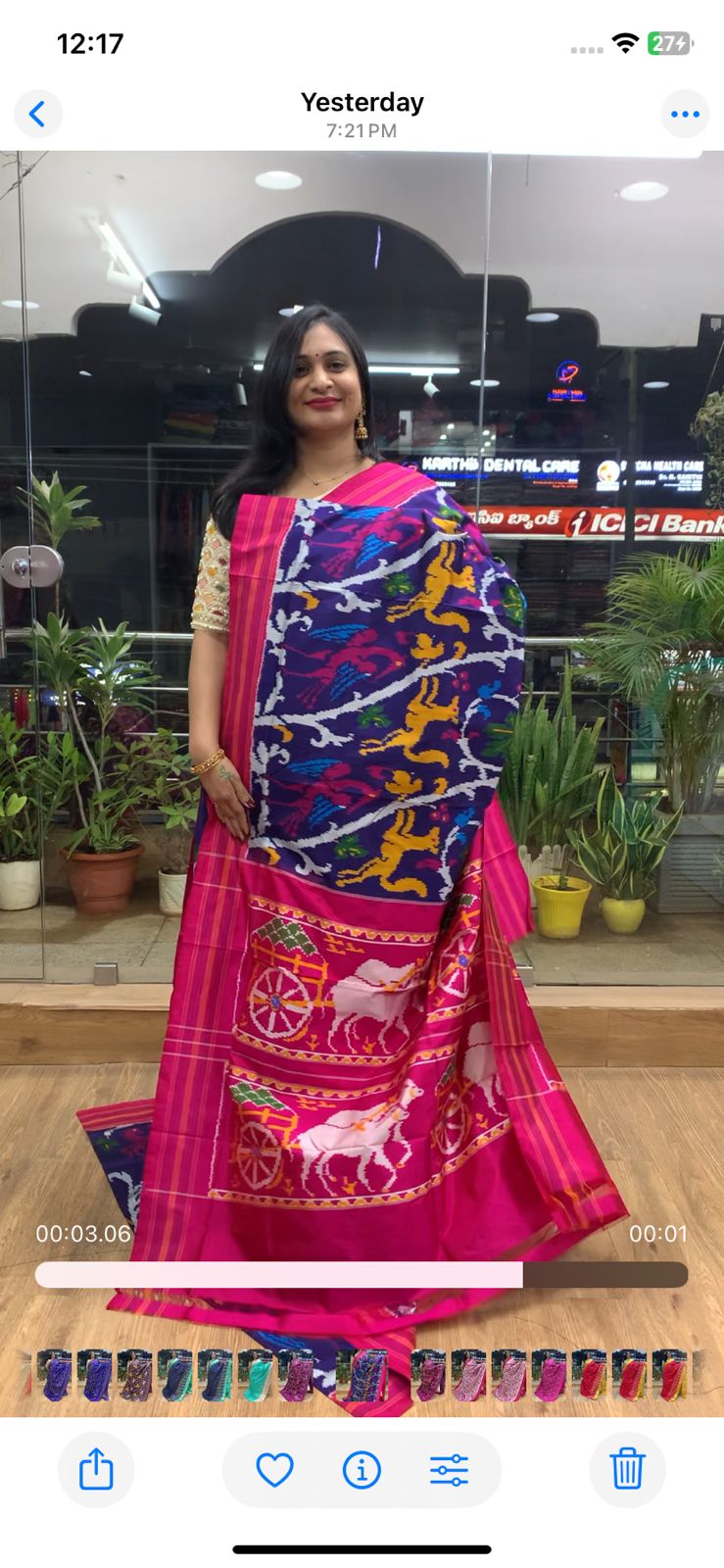 Rajkot Patola inspired Ikkat Pattu Saree